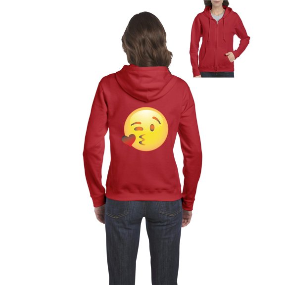 Artix - Women's Sweatshirt Full-Zip Pullover, up to Women Size 3XL - Emoji Winky Face