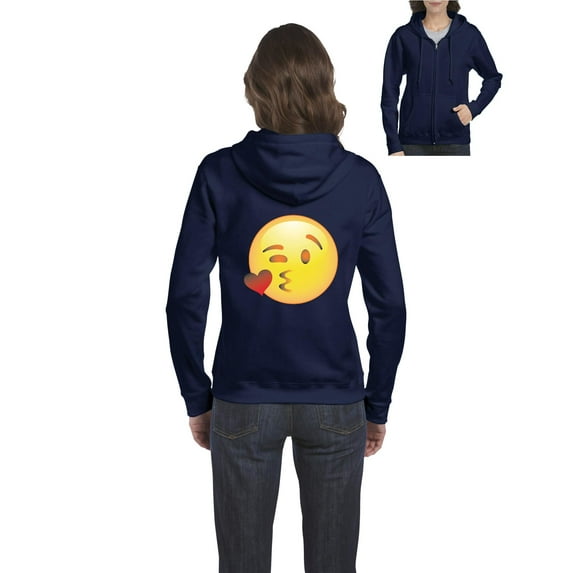 Artix - Women's Sweatshirt Full-Zip Pullover, up to Women Size 3XL - Emoji Winky Face