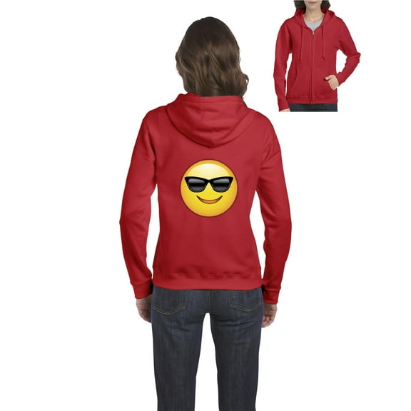 Artix - Women's Sweatshirt Full-Zip Pullover, up to Women Size 3XL - Emoji with Sunglasses