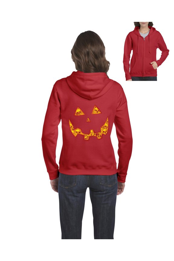 - Women's Sweatshirt Full-Zip Pullover, up to Women Size 3XL - Halloween Costume Pumpkin Face
