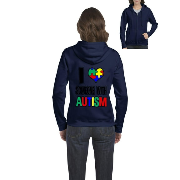 Artix - Women's Sweatshirt Full-Zip Pullover, up to Women Size 3XL - I Love Someone With Autism