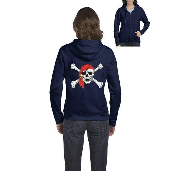 Artix - Women's Sweatshirt Full-Zip Pullover, up to Women Size 3XL - Jolly Roger Skull & Crossbones