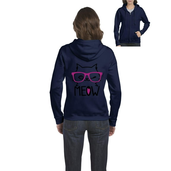 Artix - Women's Sweatshirt Full-Zip Pullover, up to Women Size 3XL - Meow Cute Cat Kitty