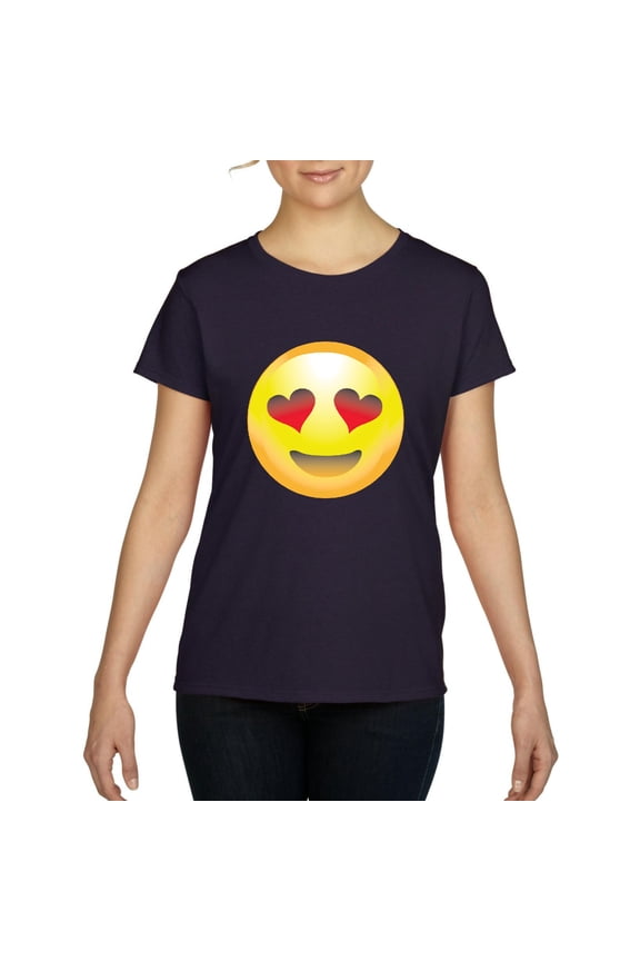 - Women's T-Shirt Short Sleeve - Emoji Smiling Face