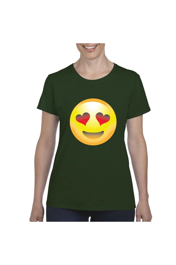 - Women's T-Shirt Short Sleeve - Emoji Smiling Face