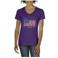 thumbnail image 1 of Artix - Women's T-Shirt V-Neck Short Sleeve - American Flag USA in Gold, 1 of 5