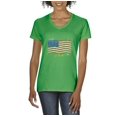 thumbnail image 1 of Artix - Women's T-Shirt V-Neck Short Sleeve - American Flag USA in Gold, 1 of 5