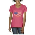 thumbnail image 1 of Artix - Women's T-Shirt V-Neck Short Sleeve - American Flag USA in Gold, 1 of 5