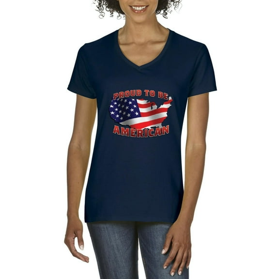 Artix - Women's T-Shirt V-Neck Short Sleeve - American Proud To Be US Flag