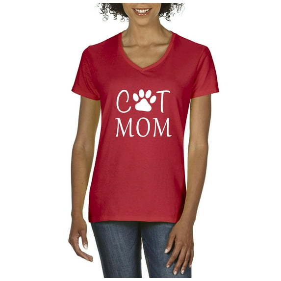 Artix - Women's T-Shirt V-Neck Short Sleeve - Cat Mom