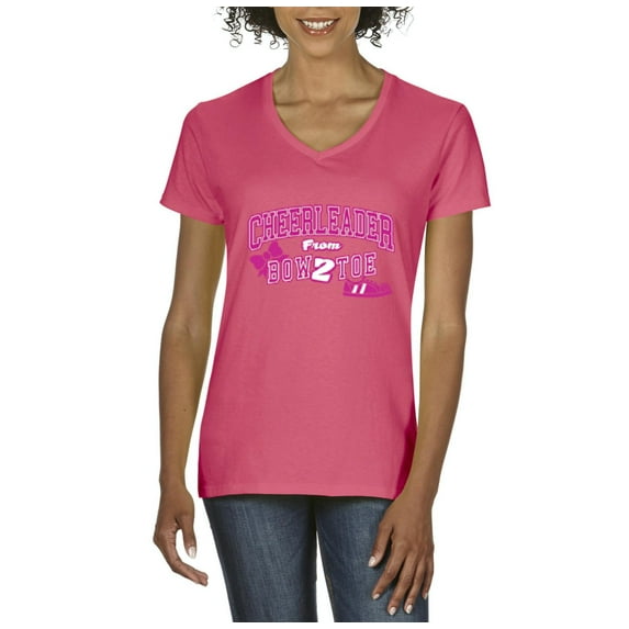 Artix - Women's T-Shirt V-Neck Short Sleeve - Cheerleader Bow 2 Toe