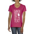 thumbnail image 1 of Artix - Women's T-Shirt V-Neck Short Sleeve - Christmas Hoodie Santa Did You Get My Text?, 1 of 5