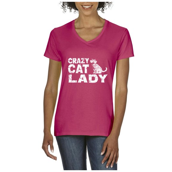 Artix - Women's T-Shirt V-Neck Short Sleeve - Crazy Cat Lady