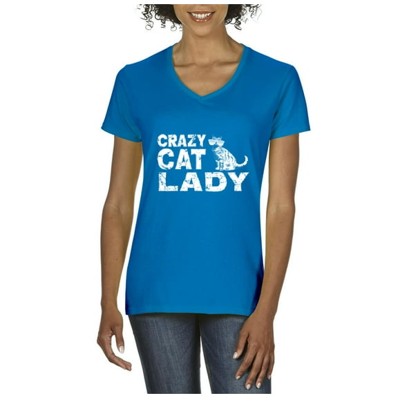 Artix - Women's T-Shirt V-Neck Short Sleeve - Crazy Cat Lady
