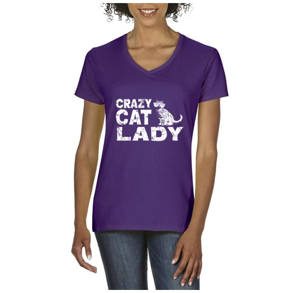 Artix - Women's T-Shirt V-Neck Short Sleeve - Crazy Cat Lady