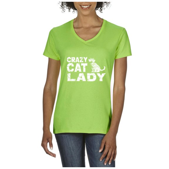 Artix - Women's T-Shirt V-Neck Short Sleeve - Crazy Cat Lady