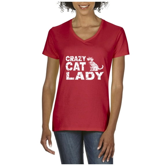 Artix - Women's T-Shirt V-Neck Short Sleeve - Crazy Cat Lady