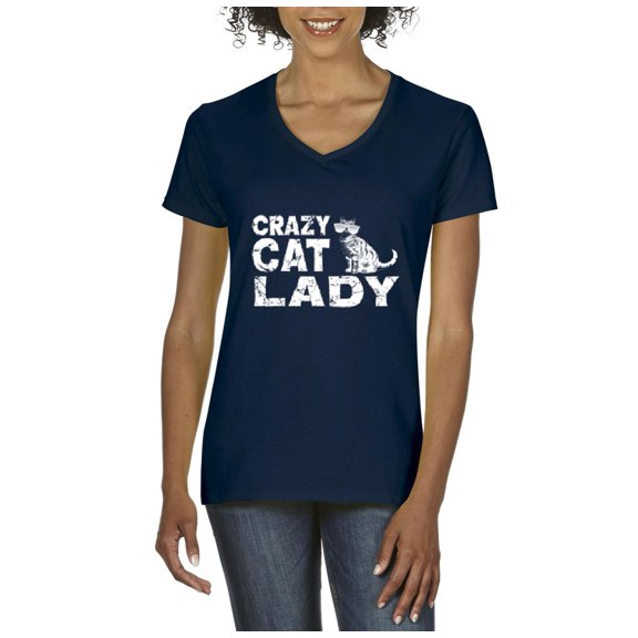 Artix - Women's T-Shirt V-Neck Short Sleeve - Crazy Cat Lady