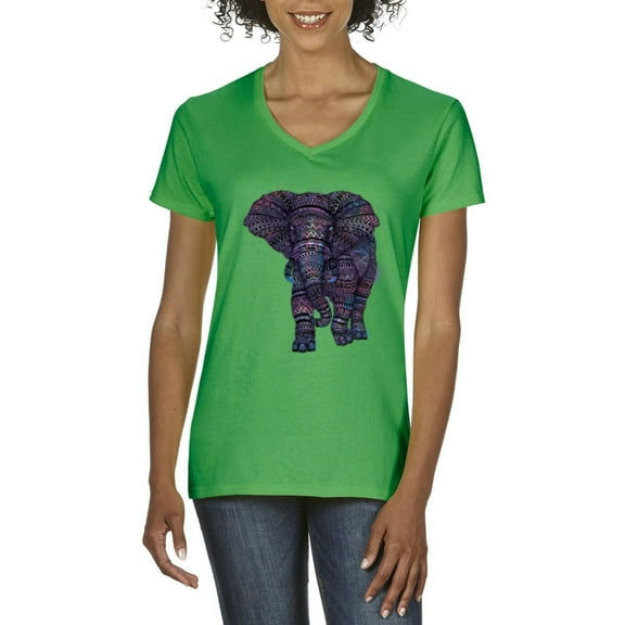 Artix - Women's T-Shirt V-Neck Short Sleeve - Elephant