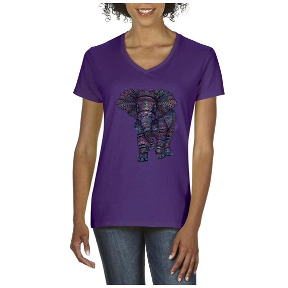 Artix - Women's T-Shirt V-Neck Short Sleeve - Elephant
