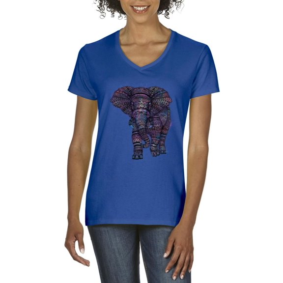 Artix - Women's T-Shirt V-Neck Short Sleeve - Elephant