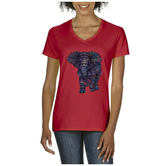 Artix - Women's T-Shirt V-Neck Short Sleeve - Elephant