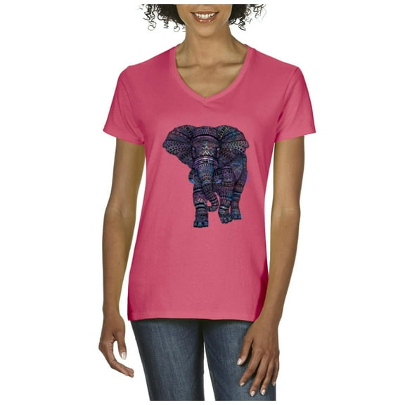 Artix - Women's T-Shirt V-Neck Short Sleeve - Elephant
