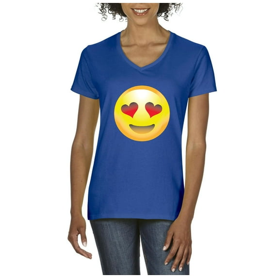Artix - Women's T-Shirt V-Neck Short Sleeve - Emoji Heart-Shaped Eyes