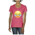 thumbnail image 1 of Artix - Women's T-Shirt V-Neck Short Sleeve - Emoji Laughing Tears, 1 of 5