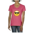 thumbnail image 1 of Artix - Women's T-Shirt V-Neck Short Sleeve - Emoji with Sunglasses, 1 of 5