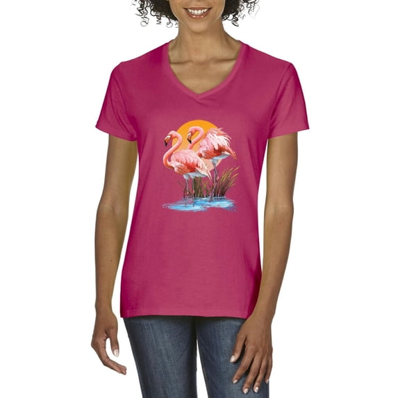 Artix - Women's T-Shirt V-Neck Short Sleeve - Flamingo