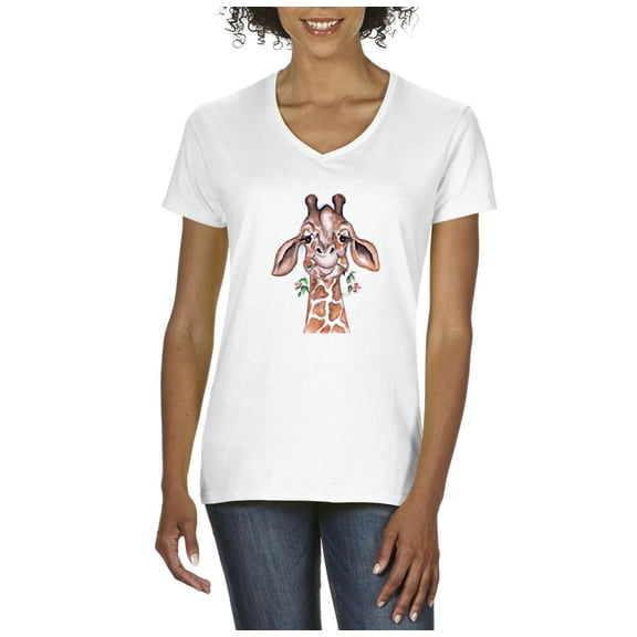 Artix - Women's T-Shirt V-Neck Short Sleeve - Giraffe
