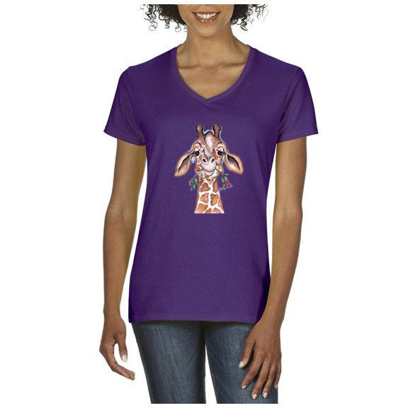 Artix - Women's T-Shirt V-Neck Short Sleeve - Giraffe