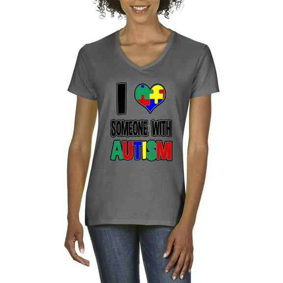 Artix - Women's T-Shirt V-Neck Short Sleeve - I Love Someone With Autism