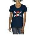 thumbnail image 1 of Artix - Women's T-Shirt V-Neck Short Sleeve - Jolly Roger Skull & Crossbones, 1 of 5