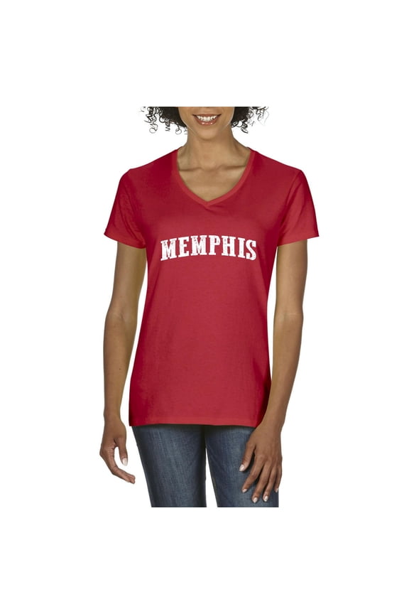 - Women's T-Shirt V-Neck Short Sleeve - Memphis