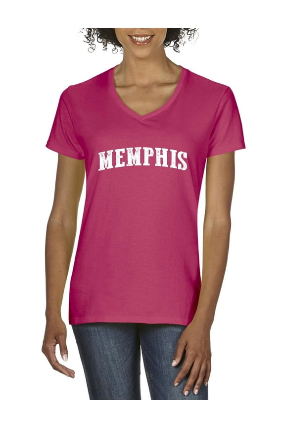 - Women's T-Shirt V-Neck Short Sleeve - Memphis