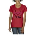thumbnail image 1 of Artix - Women's T-Shirt V-Neck Short Sleeve - Meow Cute Cat Kitty, 1 of 5