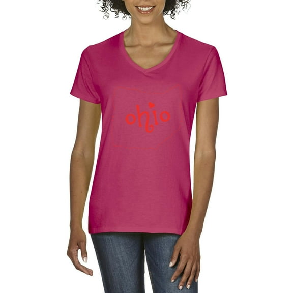 Artix - Women's T-Shirt V-Neck Short Sleeve - Ohio Map