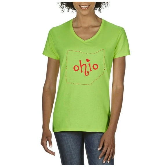 Artix - Women's T-Shirt V-Neck Short Sleeve - Ohio Map