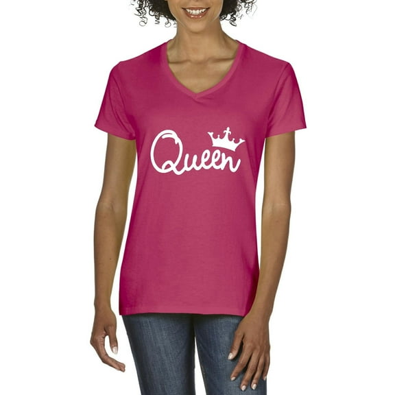 Artix - Women's T-Shirt V-Neck Short Sleeve - Queen in White Crown