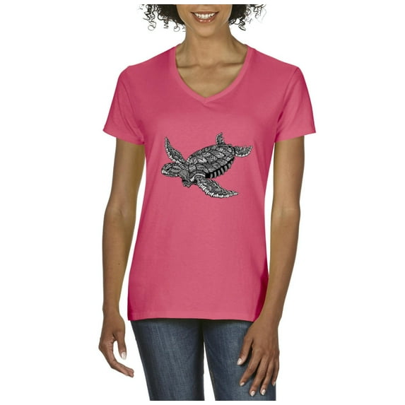 Artix - Women's T-Shirt V-Neck Short Sleeve - Sea Turtle Hawaii