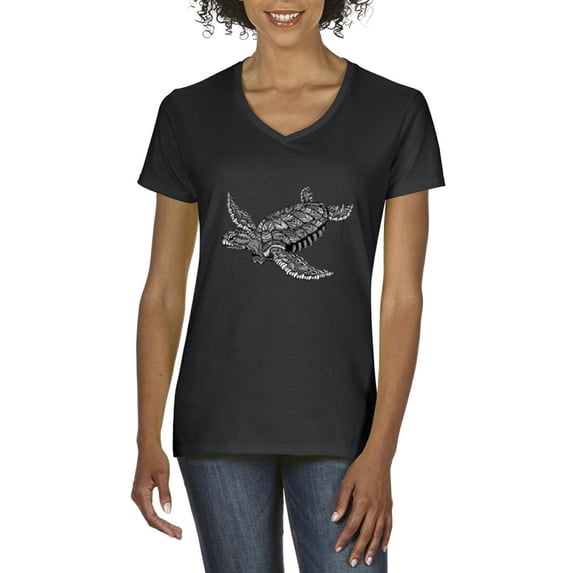 Artix - Women's T-Shirt V-Neck Short Sleeve - Sea Turtle Hawaii