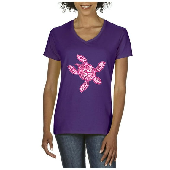 Artix - Women's T-Shirt V-Neck Short Sleeve - Sea Turtle Hawaii