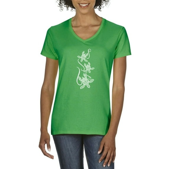 Artix - Women's T-Shirt V-Neck Short Sleeve - Sea Turtles Hawaii