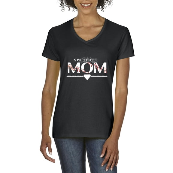 Artix - Women's T-Shirt V-Neck Short Sleeve - Softball Mom