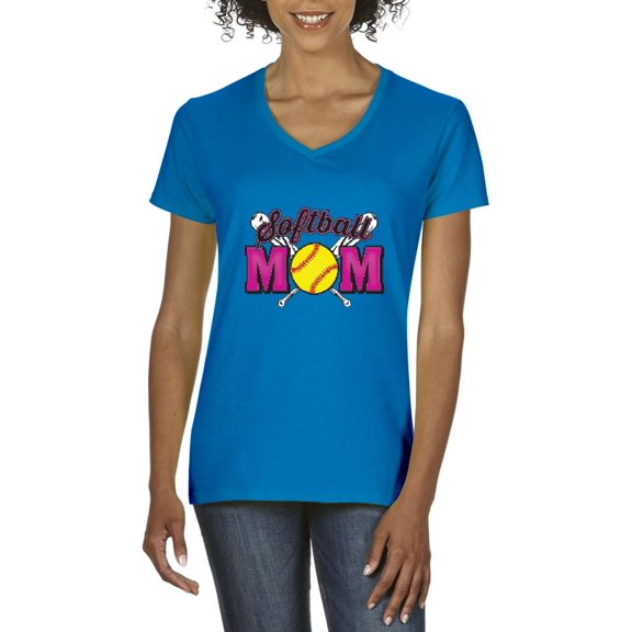 Artix - Women's T-Shirt V-Neck Short Sleeve - Softball Mom