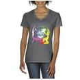 thumbnail image 1 of Artix - Women's T-Shirt V-Neck Short Sleeve - Space Cat, 1 of 5