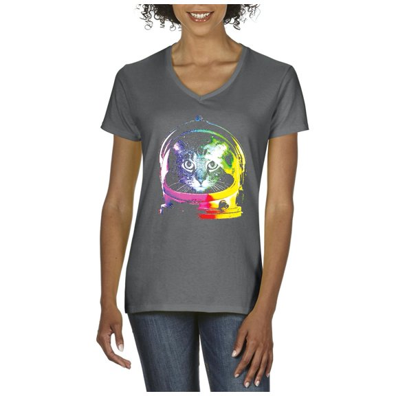 Artix - Women's T-Shirt V-Neck Short Sleeve - Space Cat
