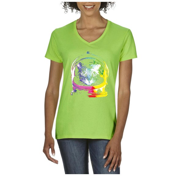 Artix - Women's T-Shirt V-Neck Short Sleeve - Space Cat